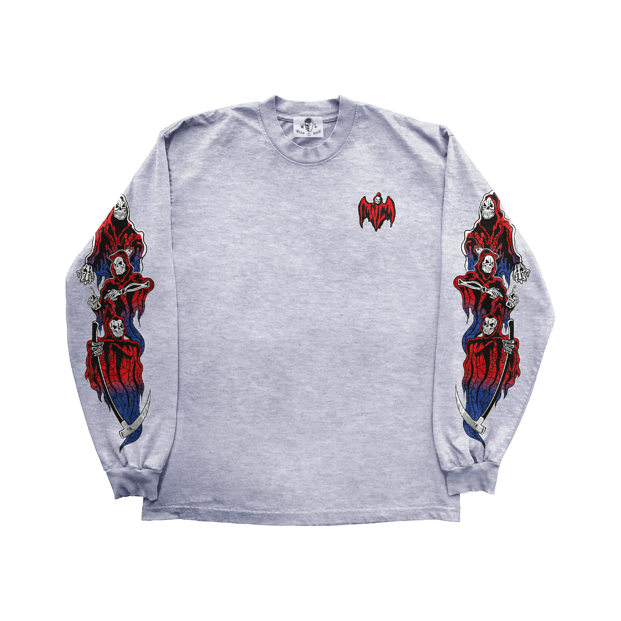 Web Three Reapers Long Sleeve T-Shirt - Heather Grey – Warren Lotas