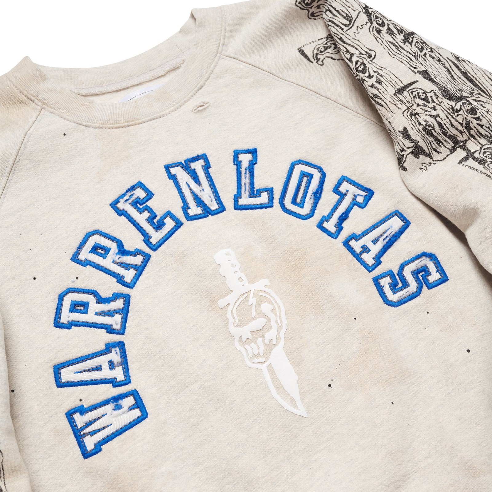 Distressed Appliqué Crewneck - Oatmeal