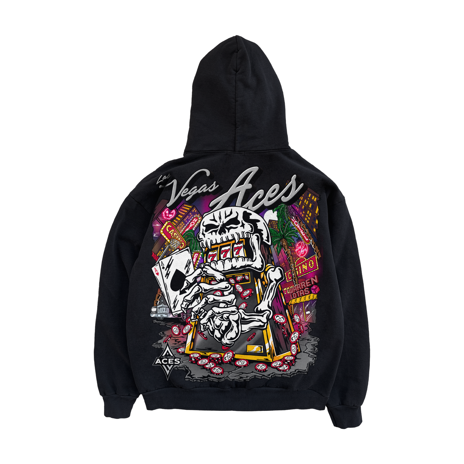 Aces Slot Machine Zip Hoodie - Black