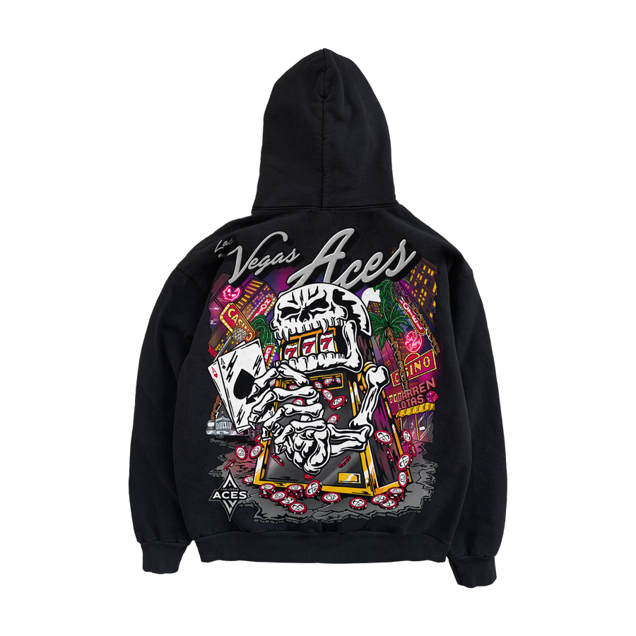 Aces Slot Machine Zip Hoodie - Black