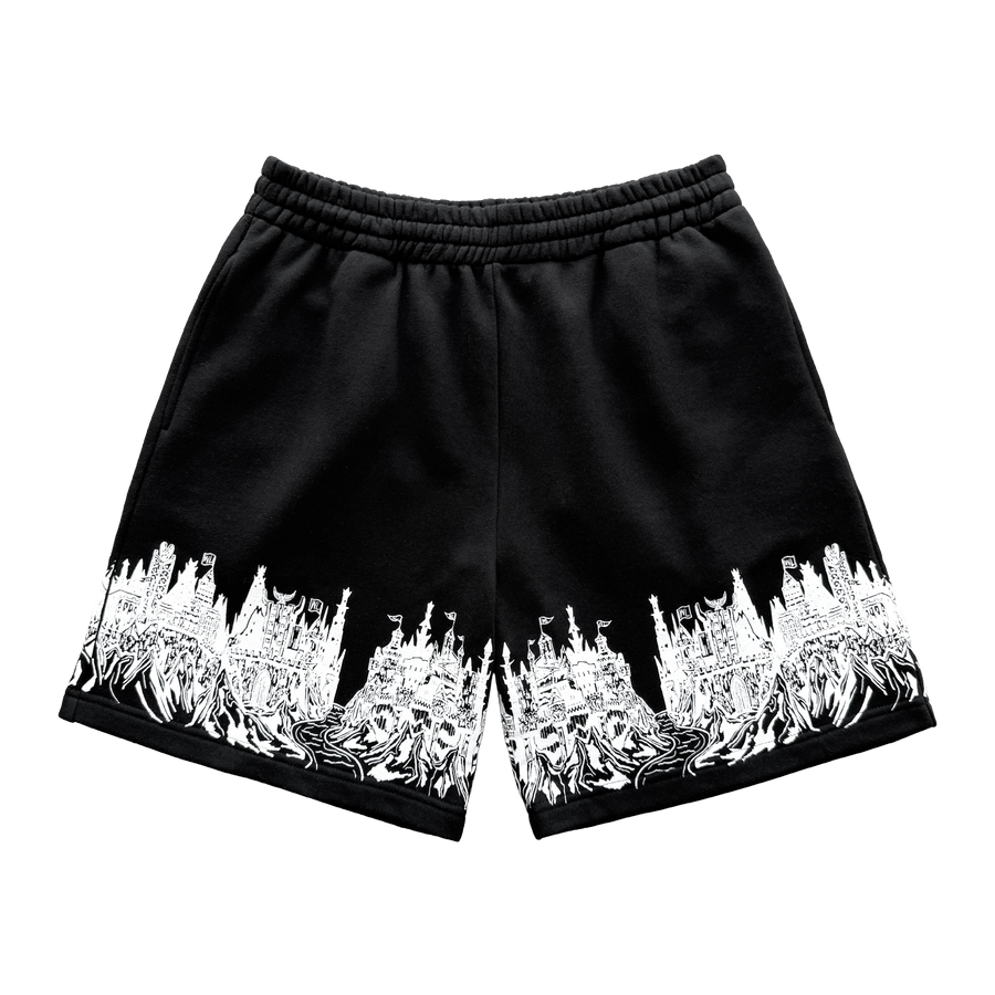 Kingdom Castle Fleece Shorts - Black