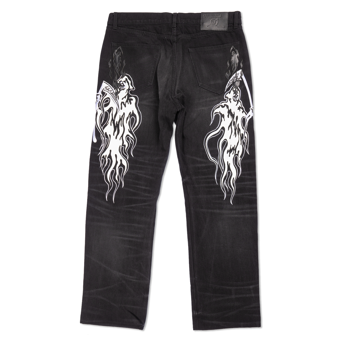 Leather Applique Reaper Denim Pant - Faded Black