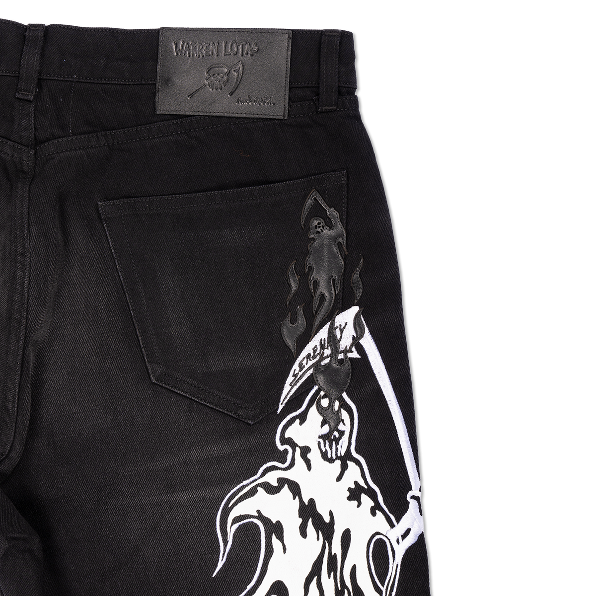 Leather Applique Reaper Denim Pant - Faded Black