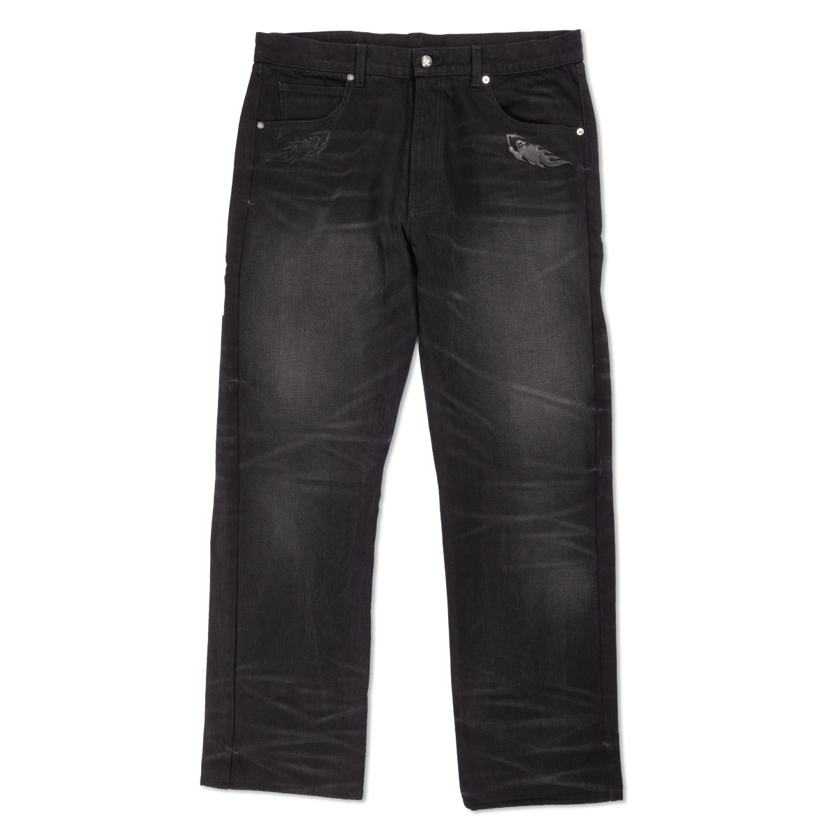 Leather Applique Reaper Denim Pant - Faded Black