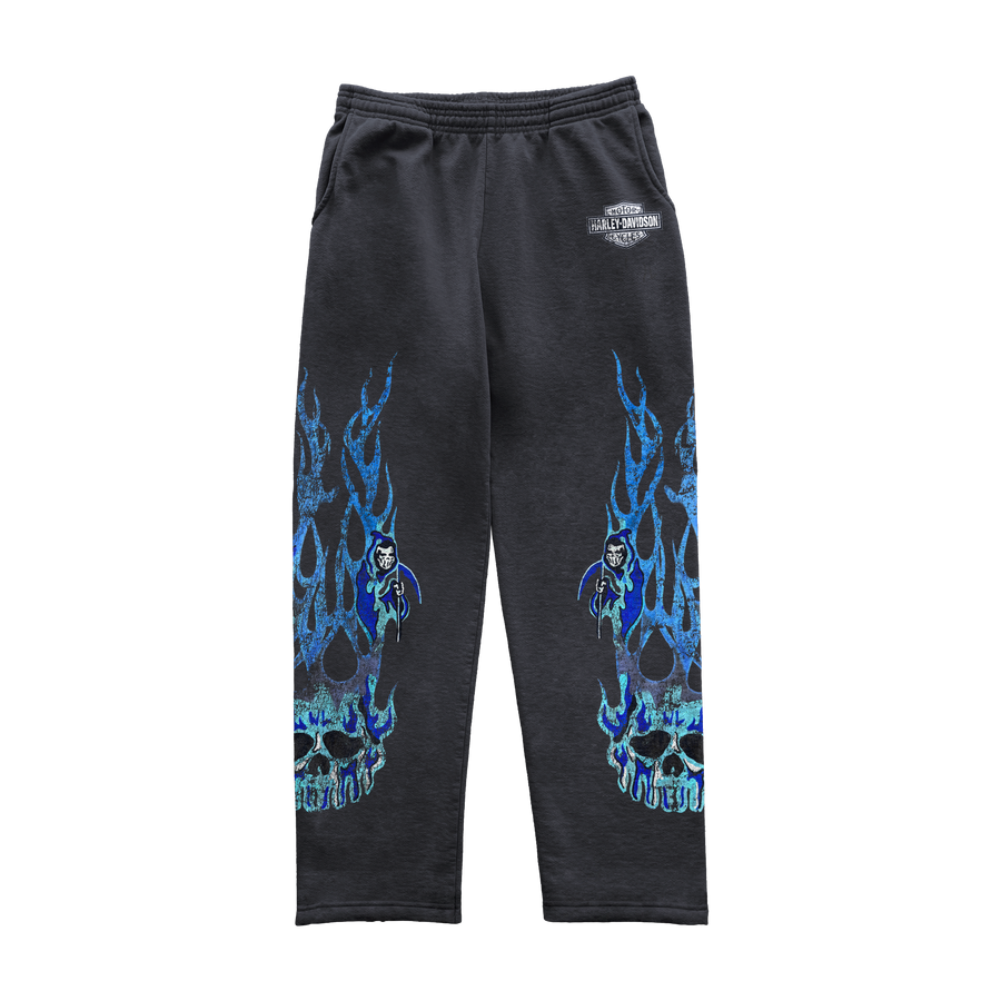 Blue Flame Open Hem Sweatpant - Vintage Black