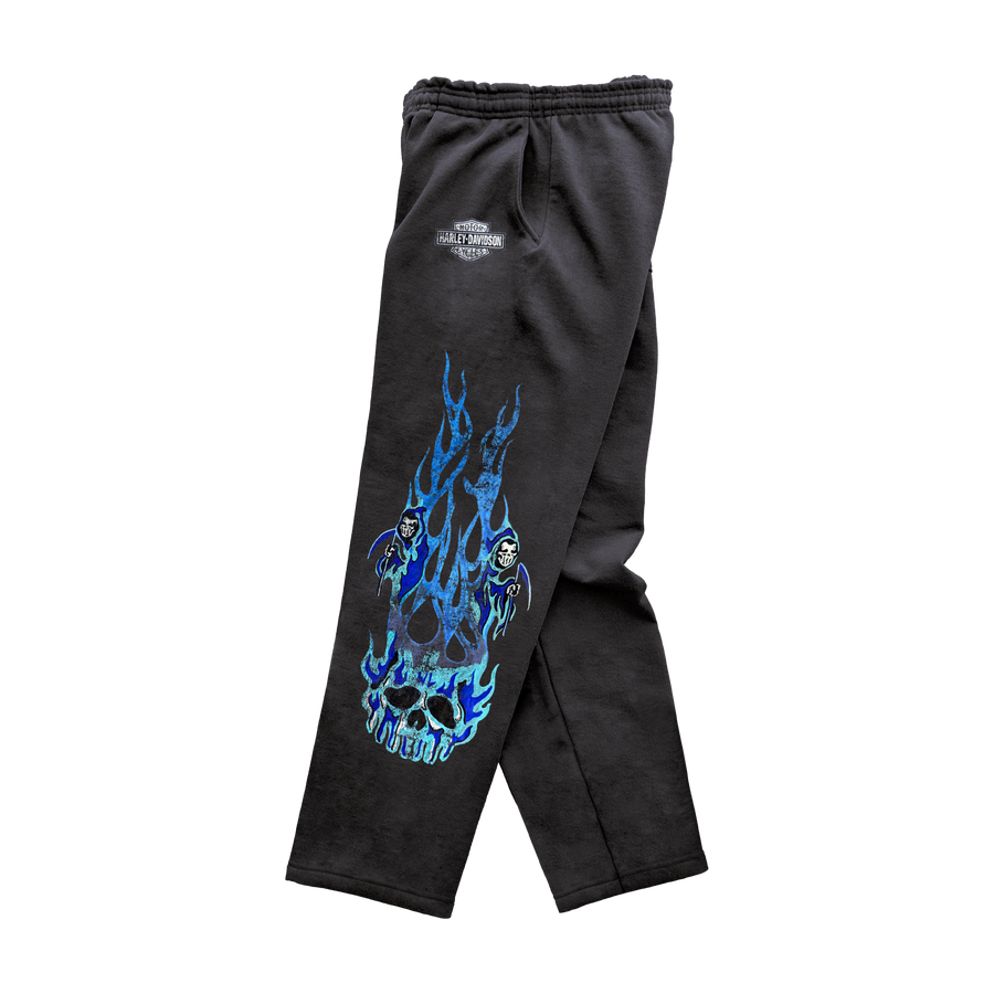 Blue Flame Open Hem Sweatpant - Vintage Black