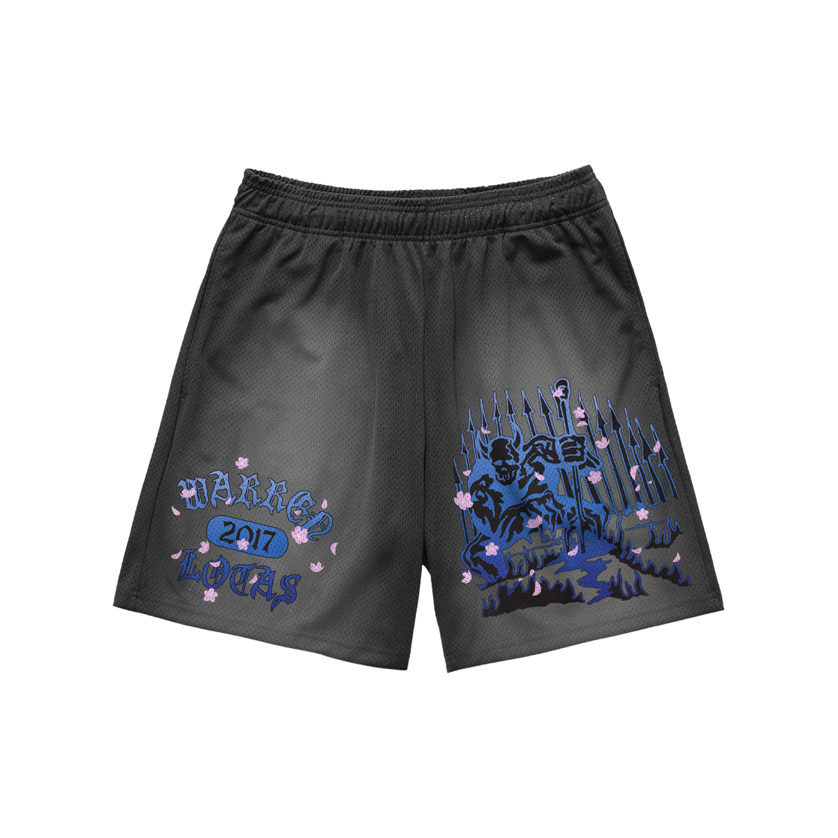 Sakura Demon Guard Mesh Shorts - Sunfaded Black