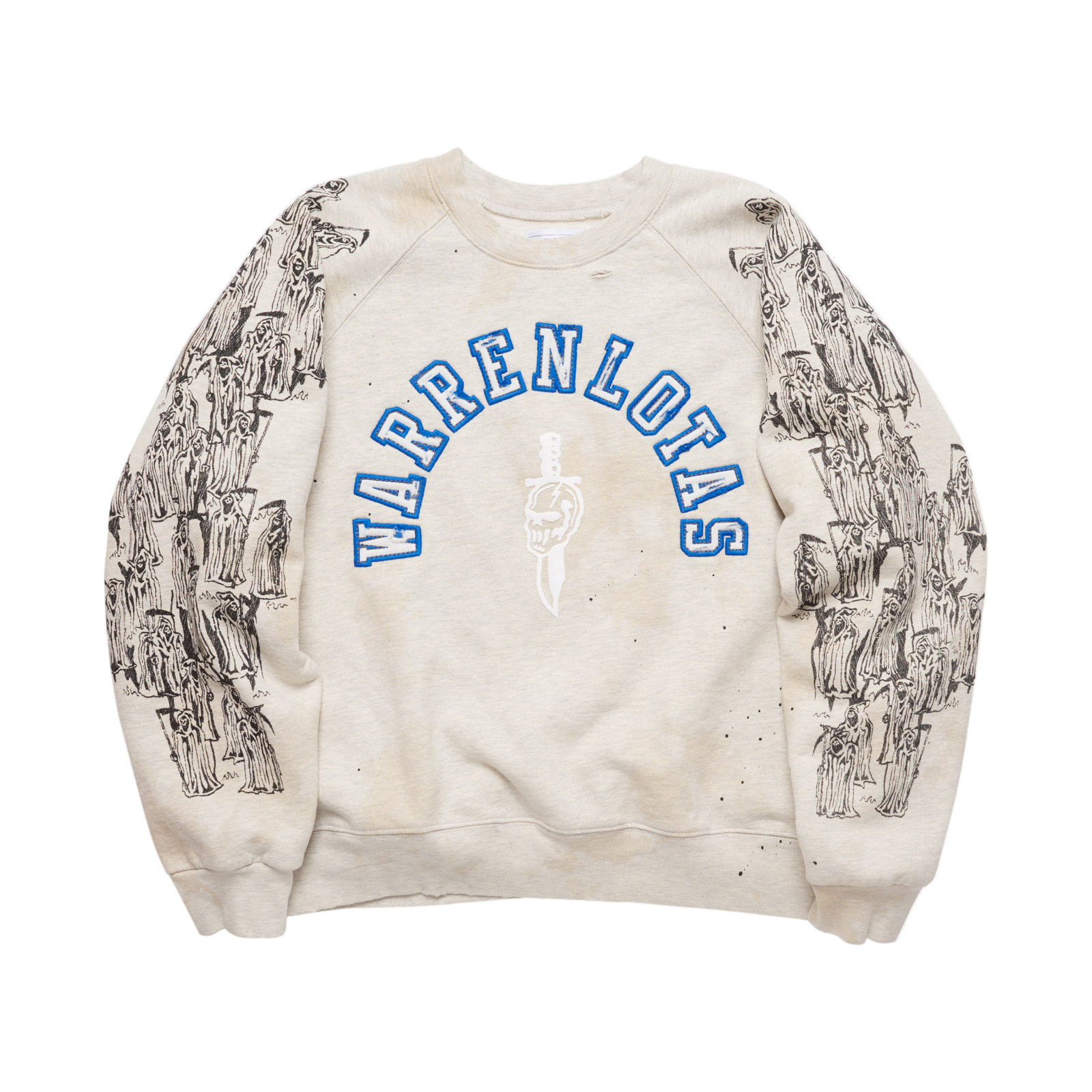 Distressed Appliqué Crewneck - Oatmeal
