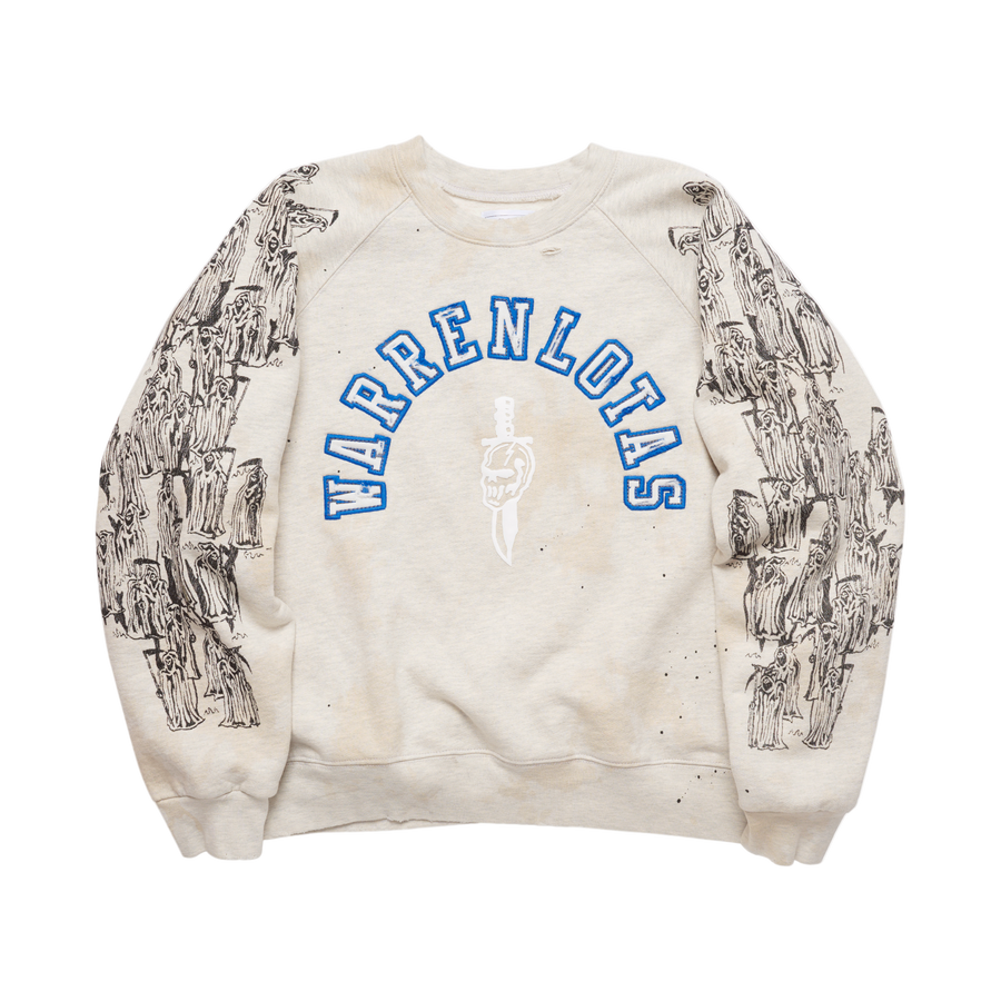 Distressed Appliqué Crewneck - Oatmeal