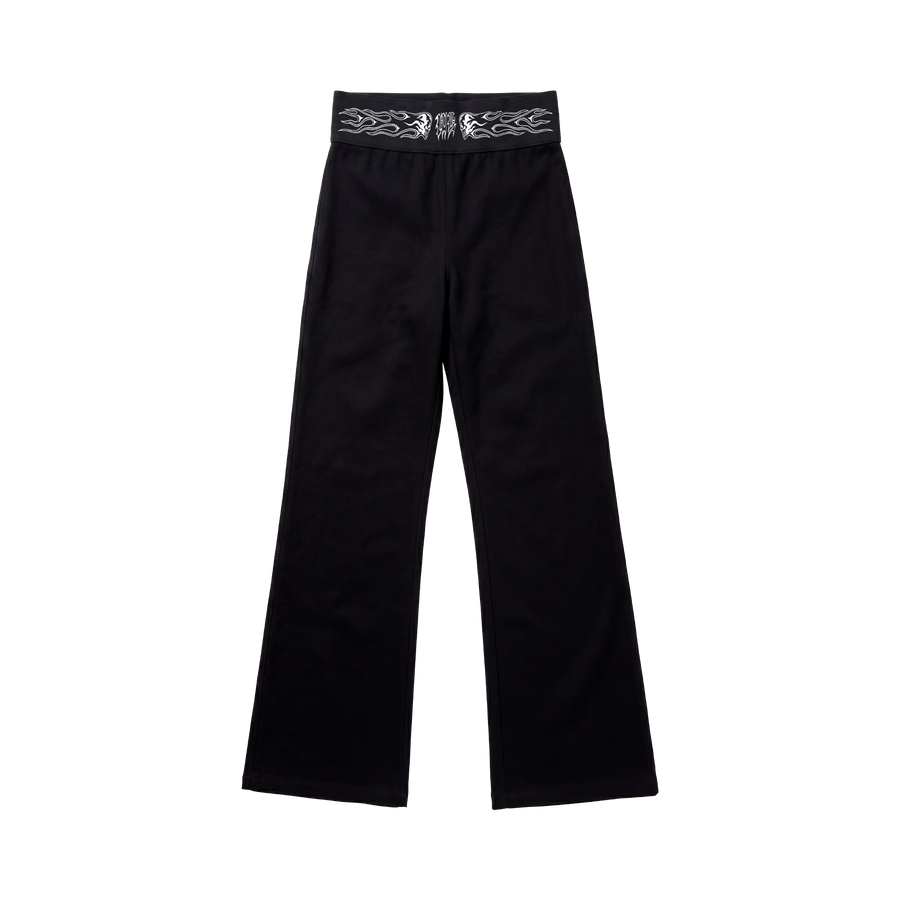 Fiery Skulls Yoga Pants - Black