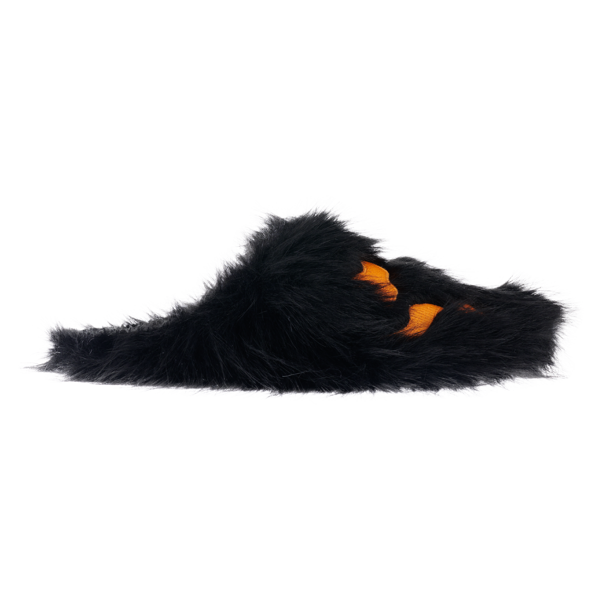 Furry Skull Slippers - Black