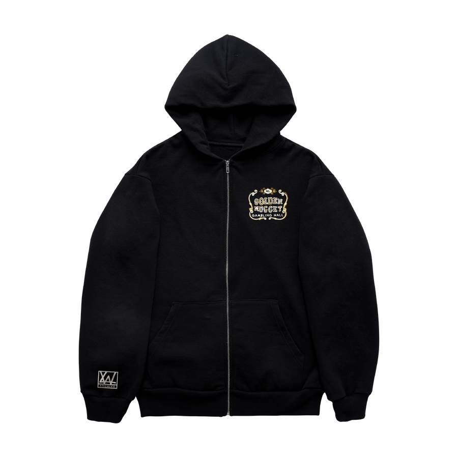 Golden Nugget Zip Up Hoodie - Black