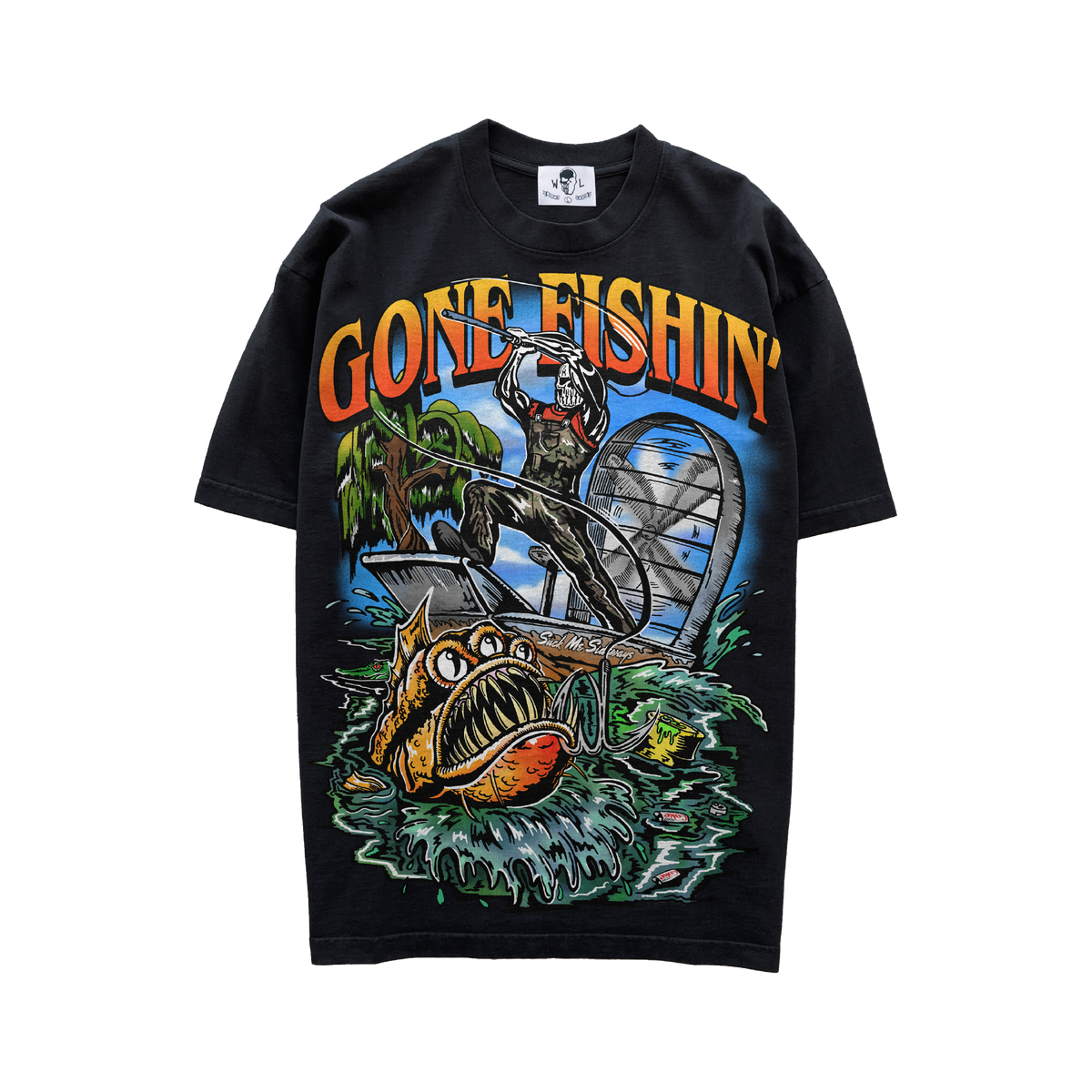 Gone Fishing T-Shirt - Black