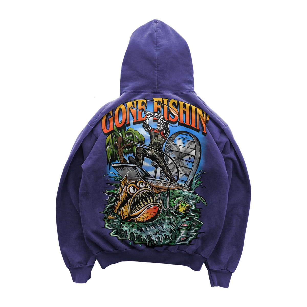 Gone Fishing Hoodie - Sun Faded Purple