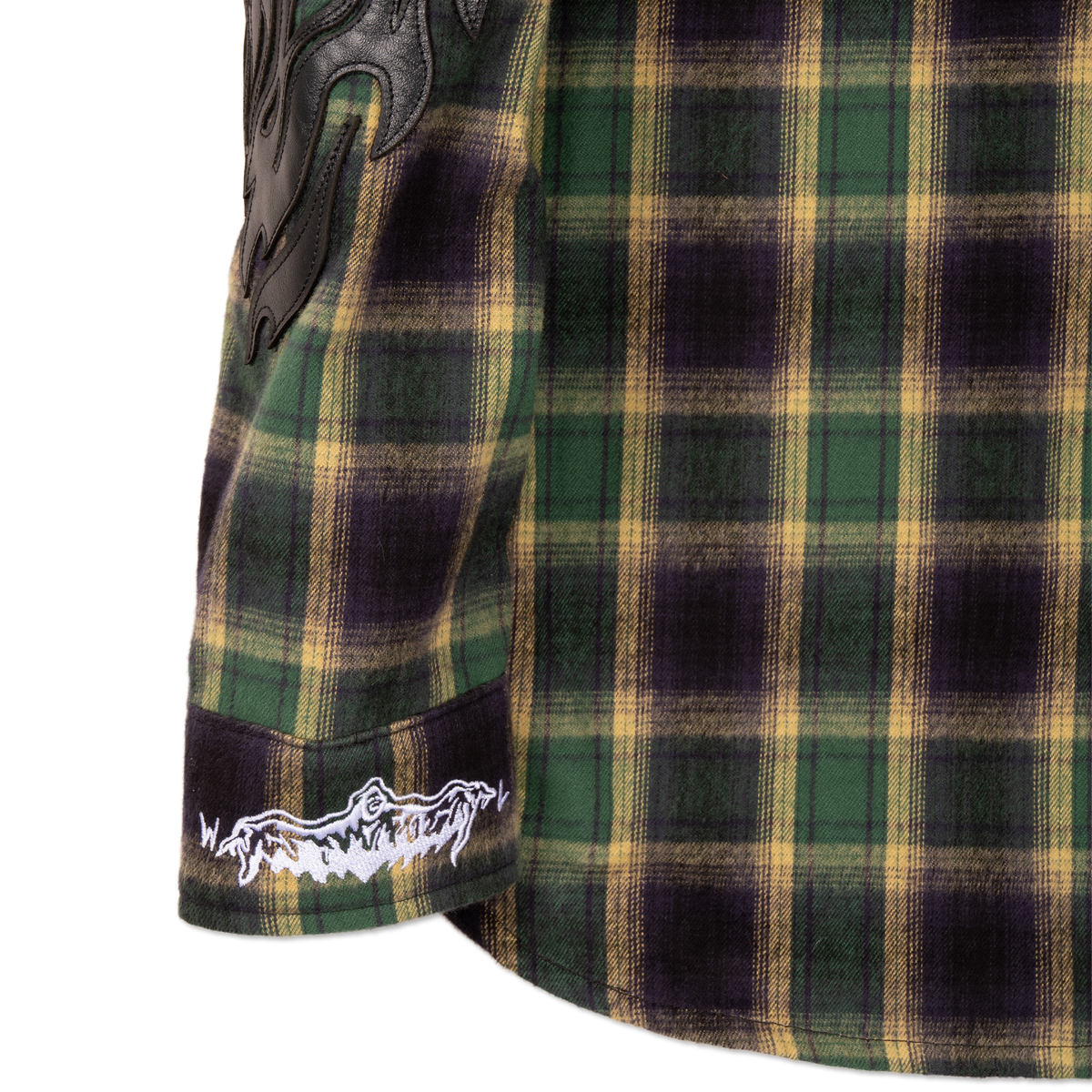 Reaper Appliqué Japanese Flannel Shirt  - Green Plaid