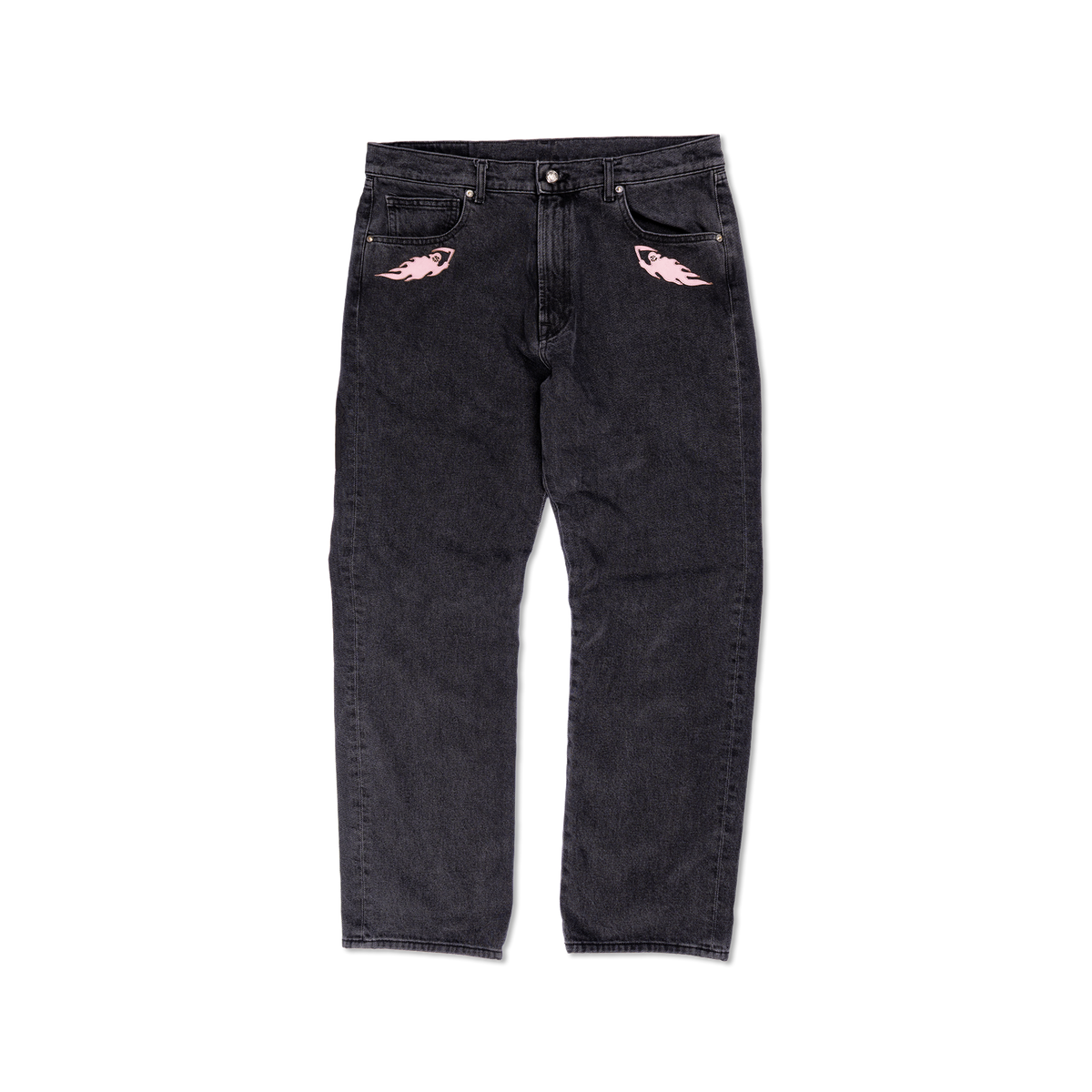 Leather Applique Reaper Denim Pant - Stonewash Black