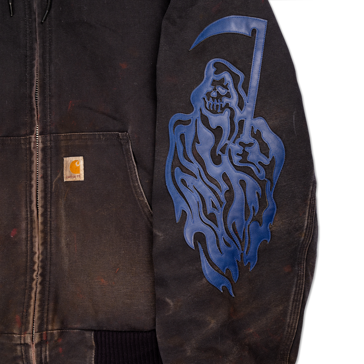 Leather Applique Serenity Reaper Carhartt Jacket - Blue