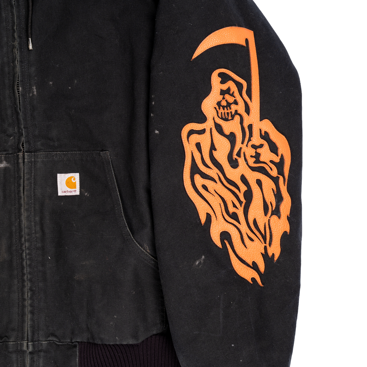 Leather Applique Serenity Reaper Carhartt Jacket - Orange