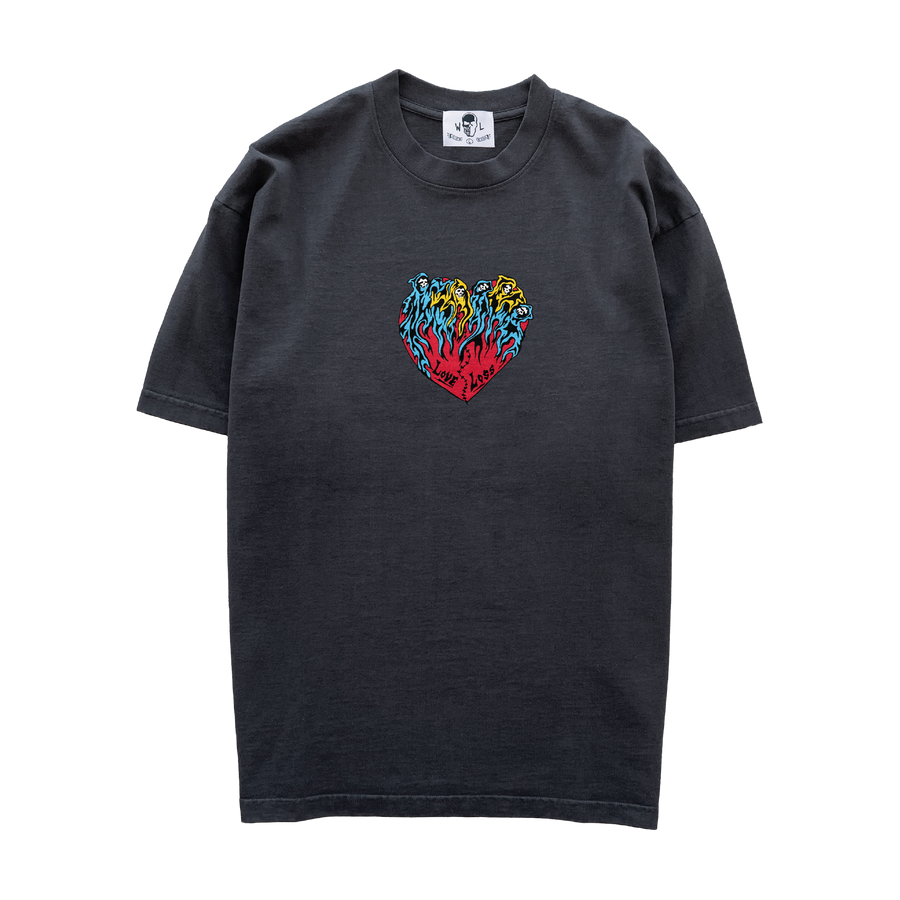Love Loss Heart T-Shirt - Vintage Black