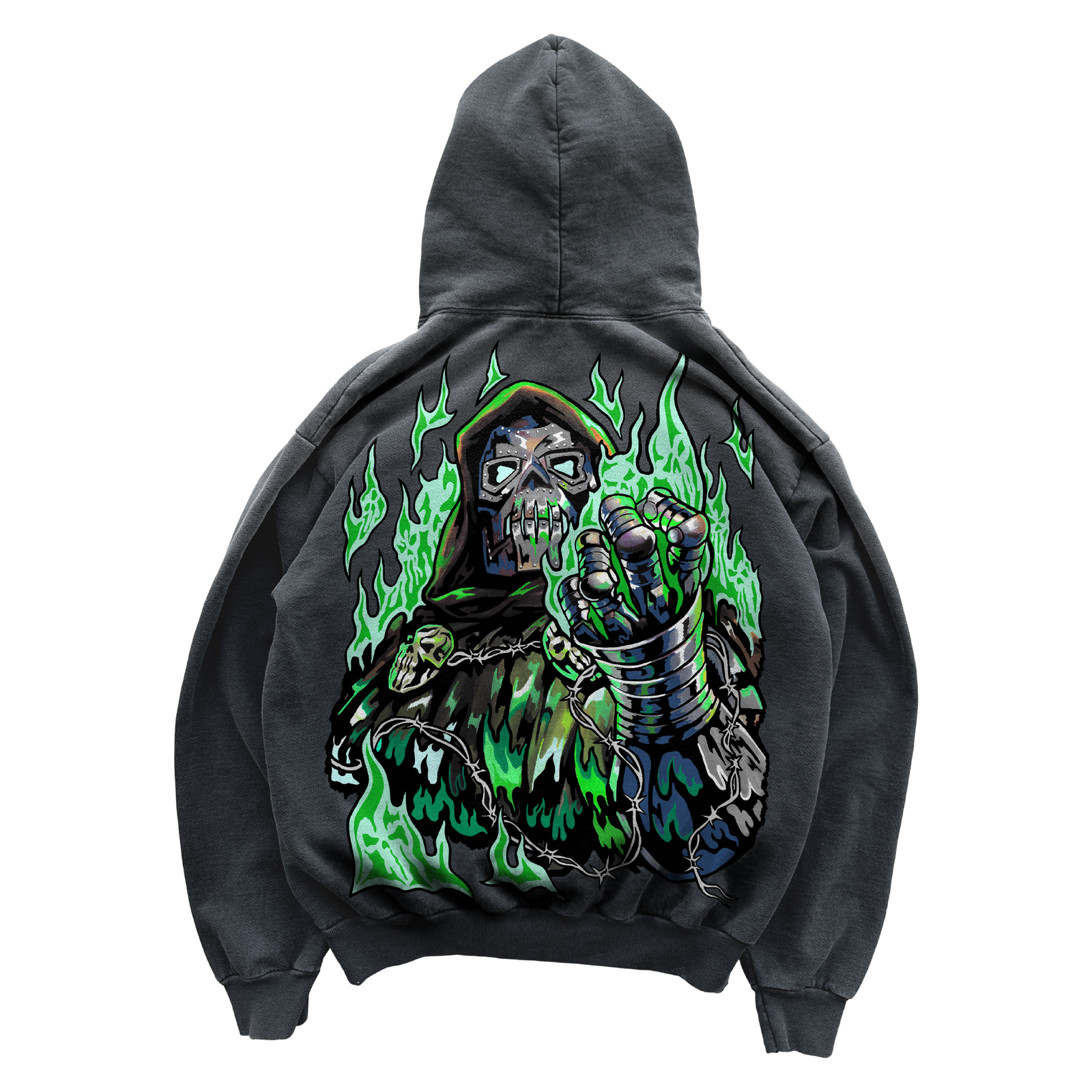 Metal Face Hoodie - Vintage Black