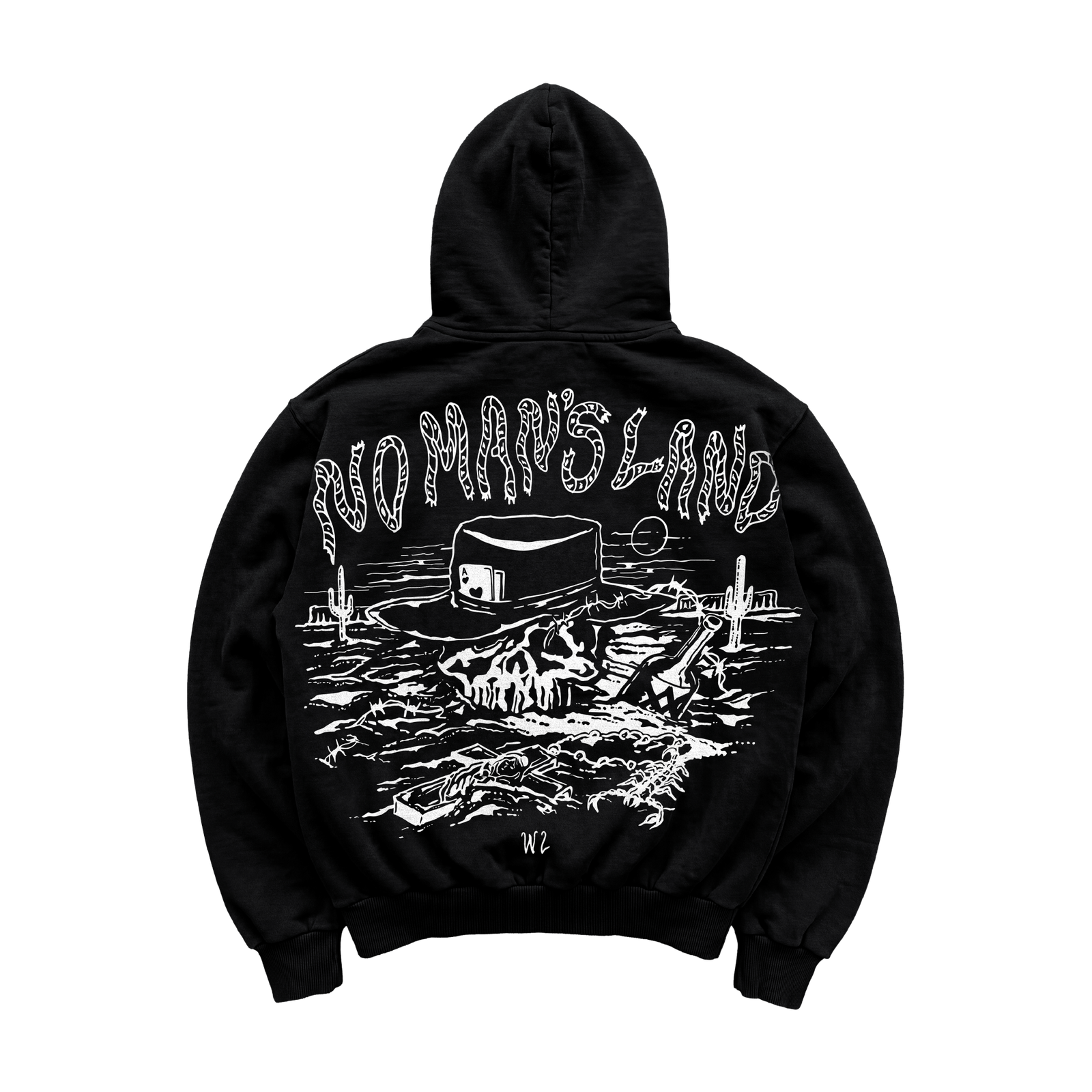 No Man's Land Zip Up Hoodie - Black