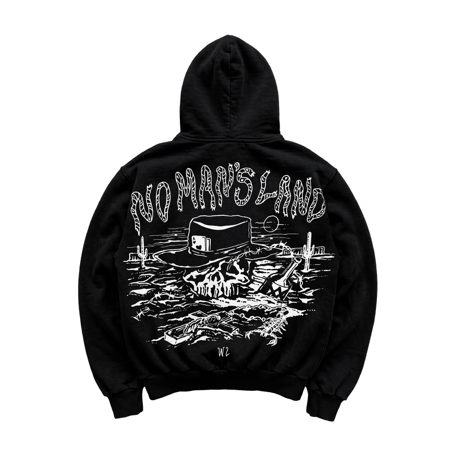 No Man's Land Zip Up Hoodie - Black