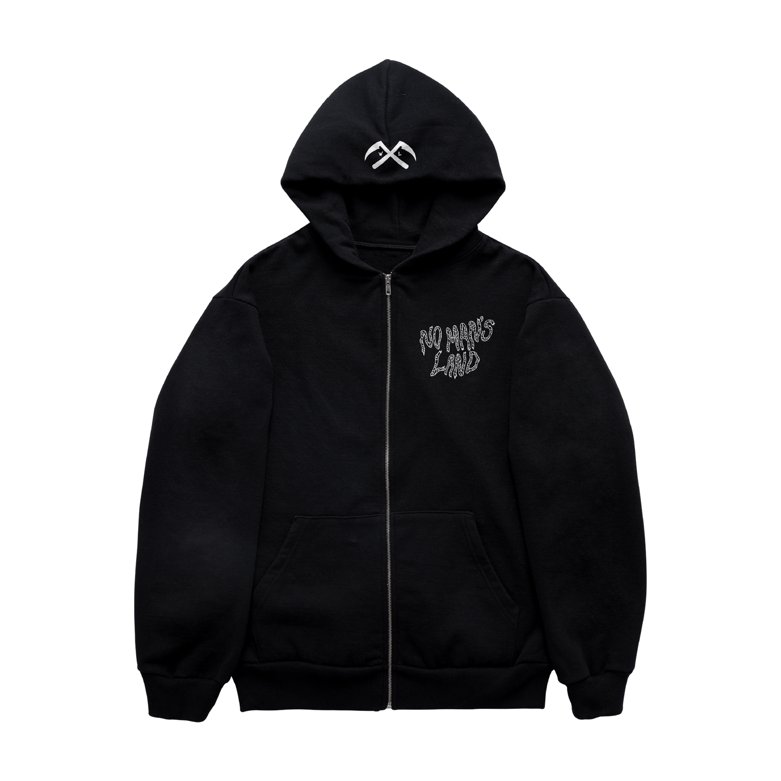 No Man's Land Zip Up Hoodie - Black