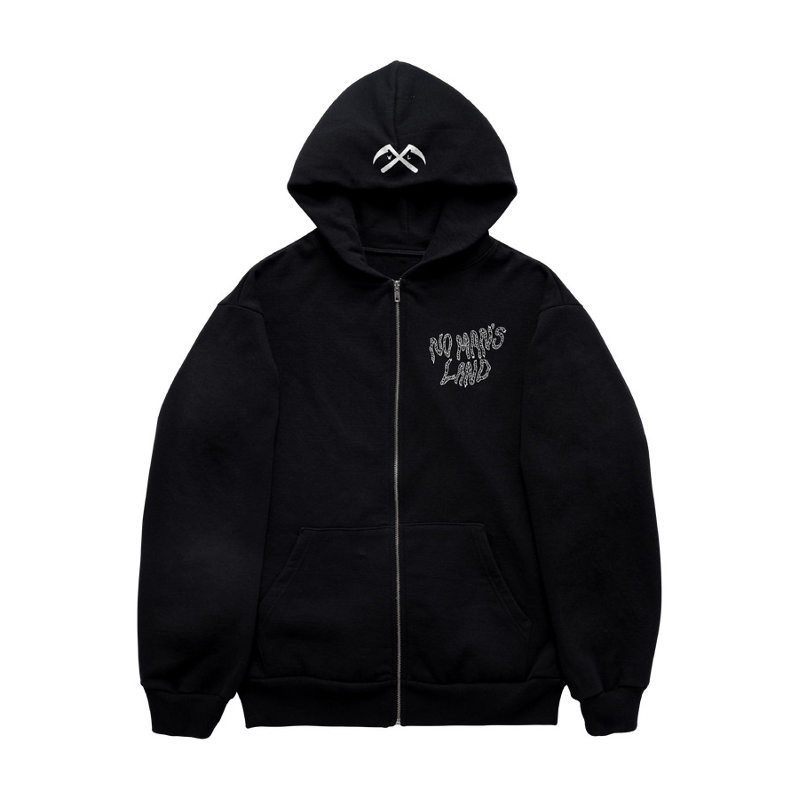 No Man's Land Zip Up Hoodie - Black