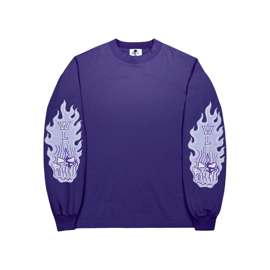 Flaming Skull Sleeve - Purple