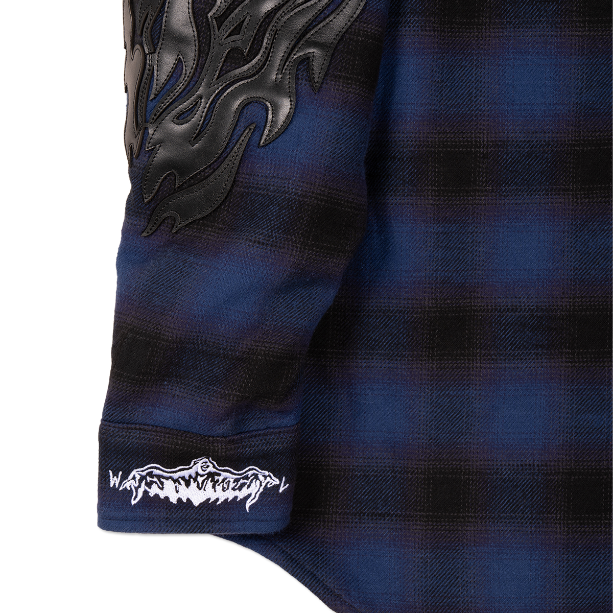 Reaper Appliqué Quilted Lined Japanese Flannel Shirt  - Blue Plaid