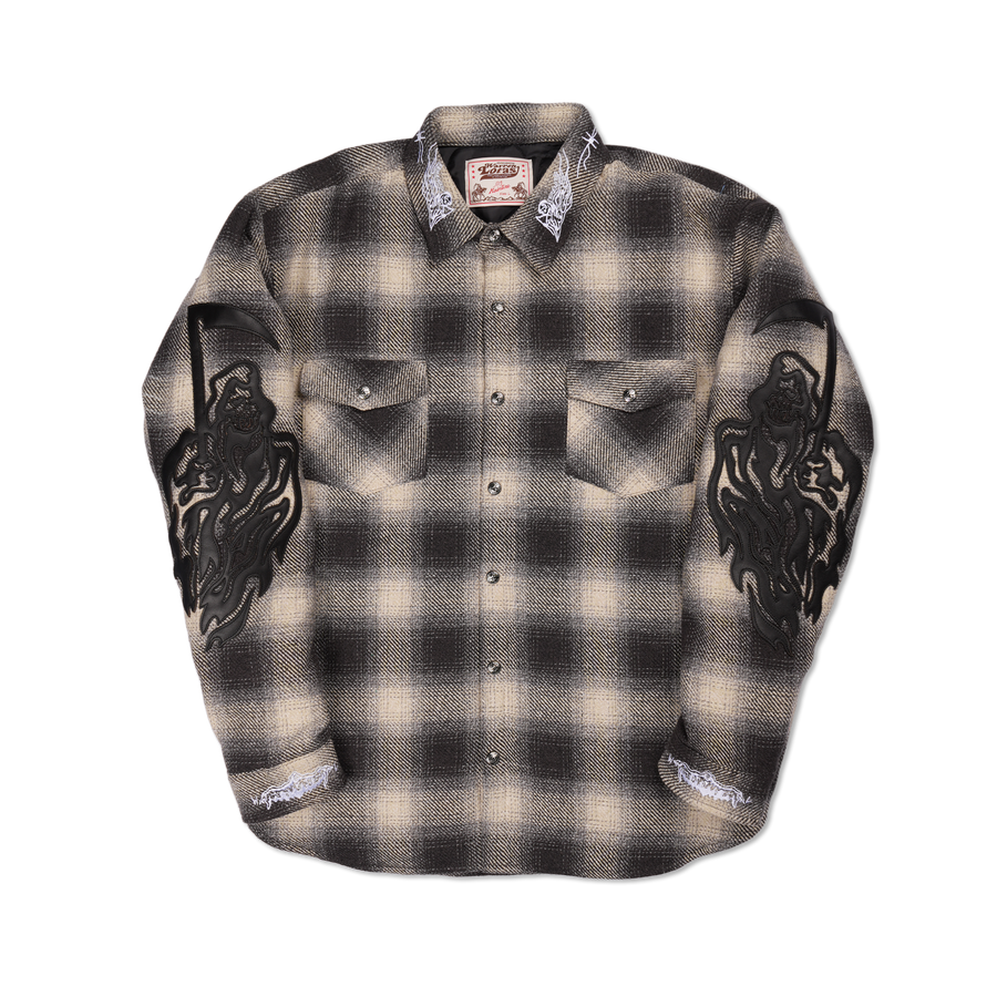 Quilted Lined Serenity Reaper Flannel - Black Plaid