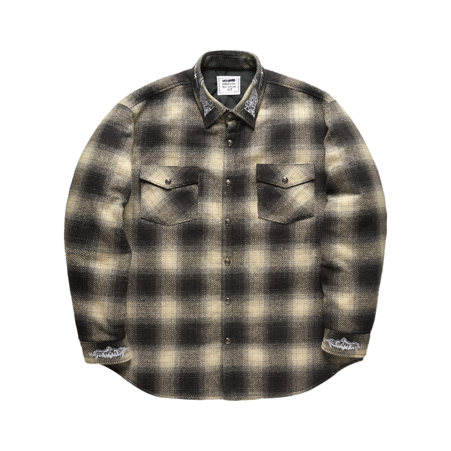Quilted Lined Flannel - Black Plaid