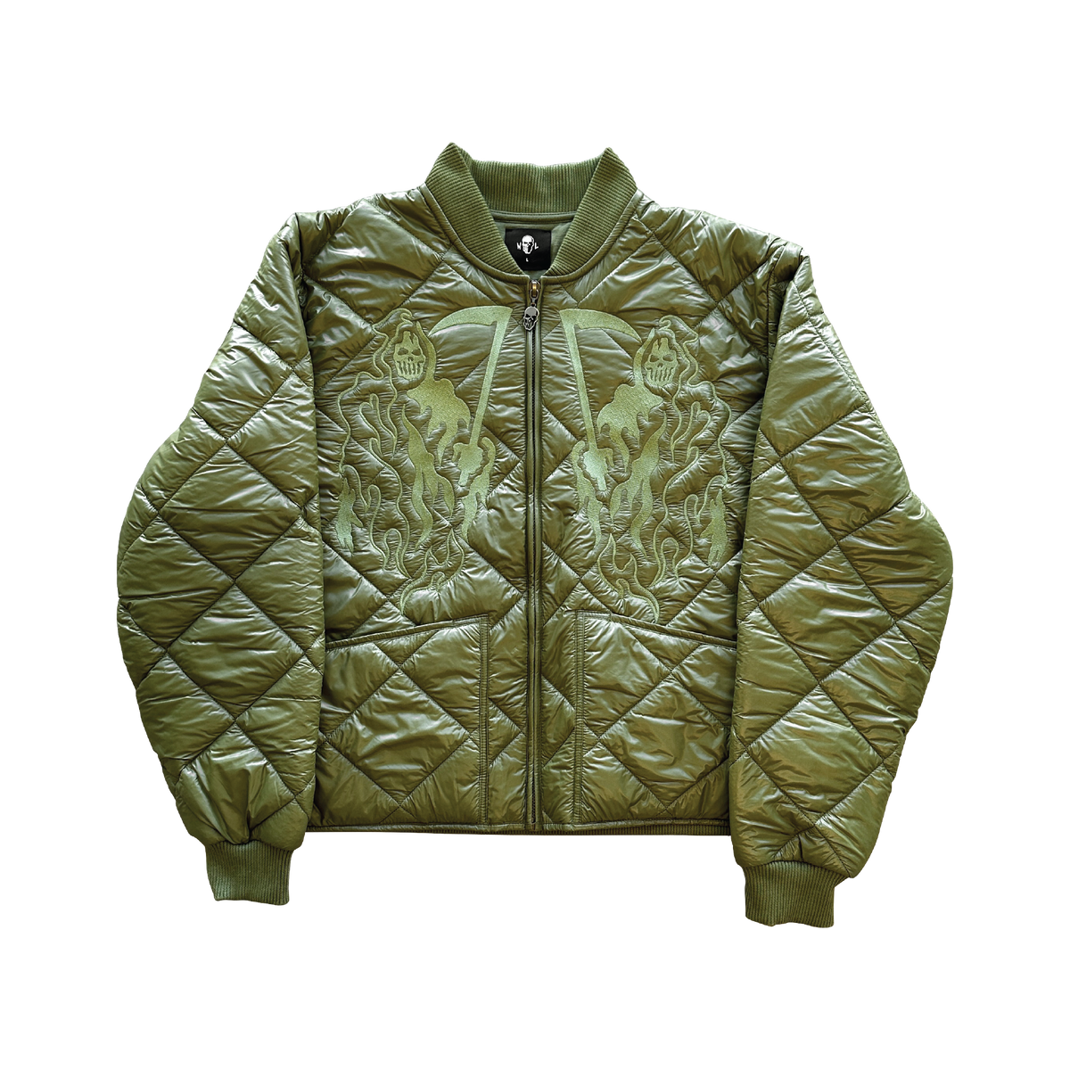 Quilted Bomber Jacket - Olive
