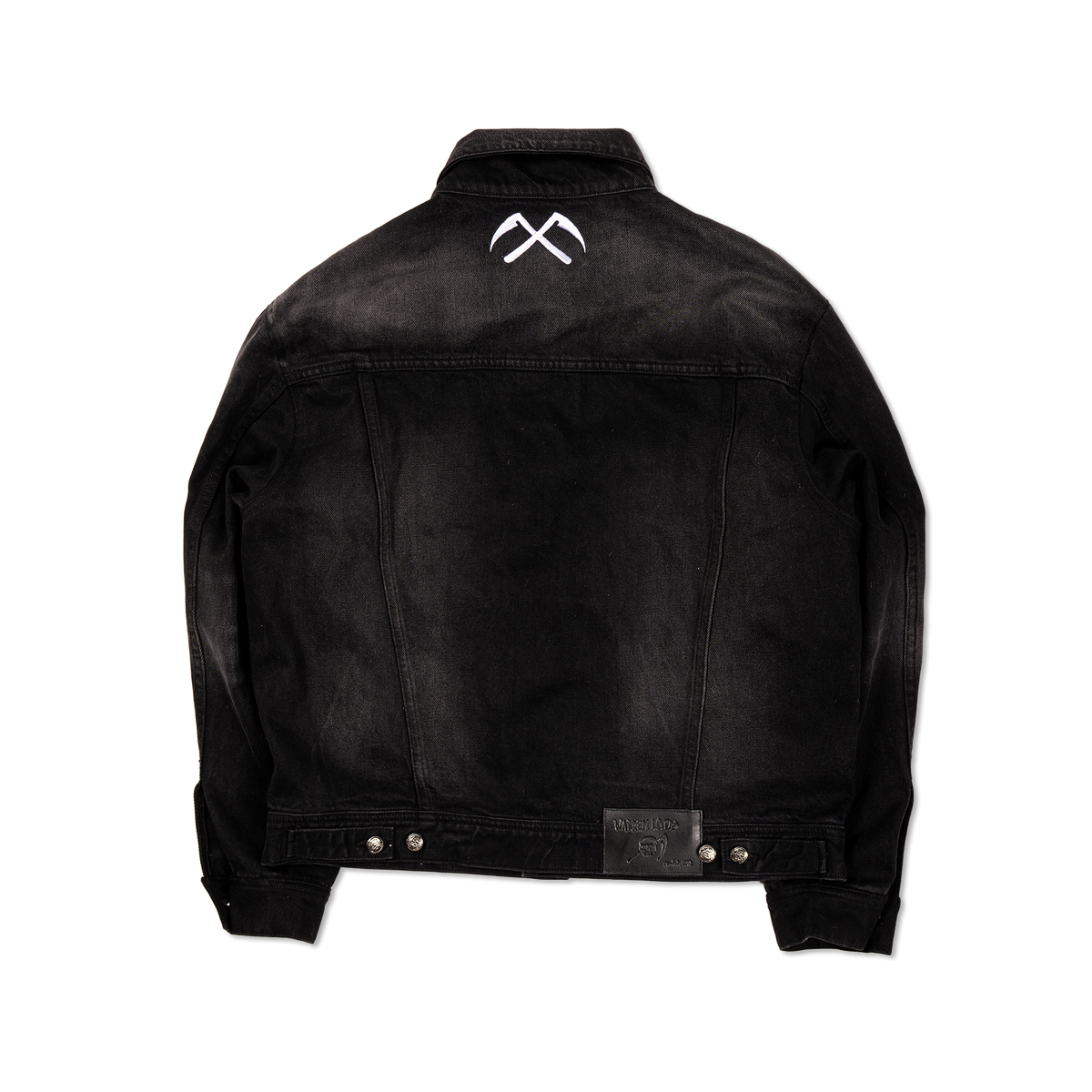 Reaper Appliqué Denim Trucker Jacket - Faded Black