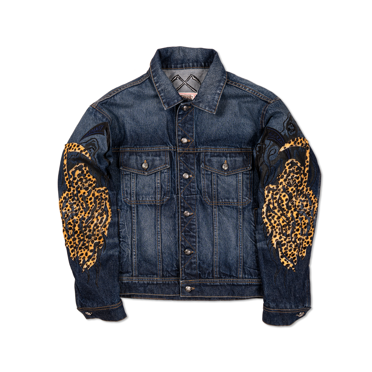 Reaper Appliqué Denim Trucker Jacket - Faded Indigo