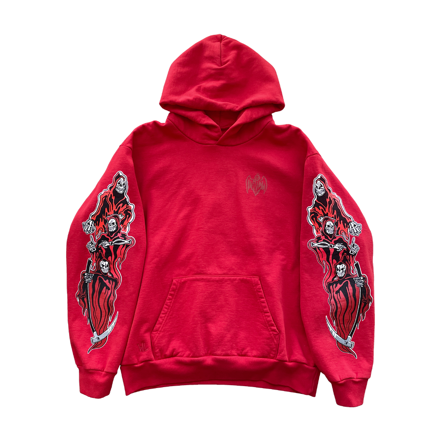 Three Reapers Hoodie - Red/Red