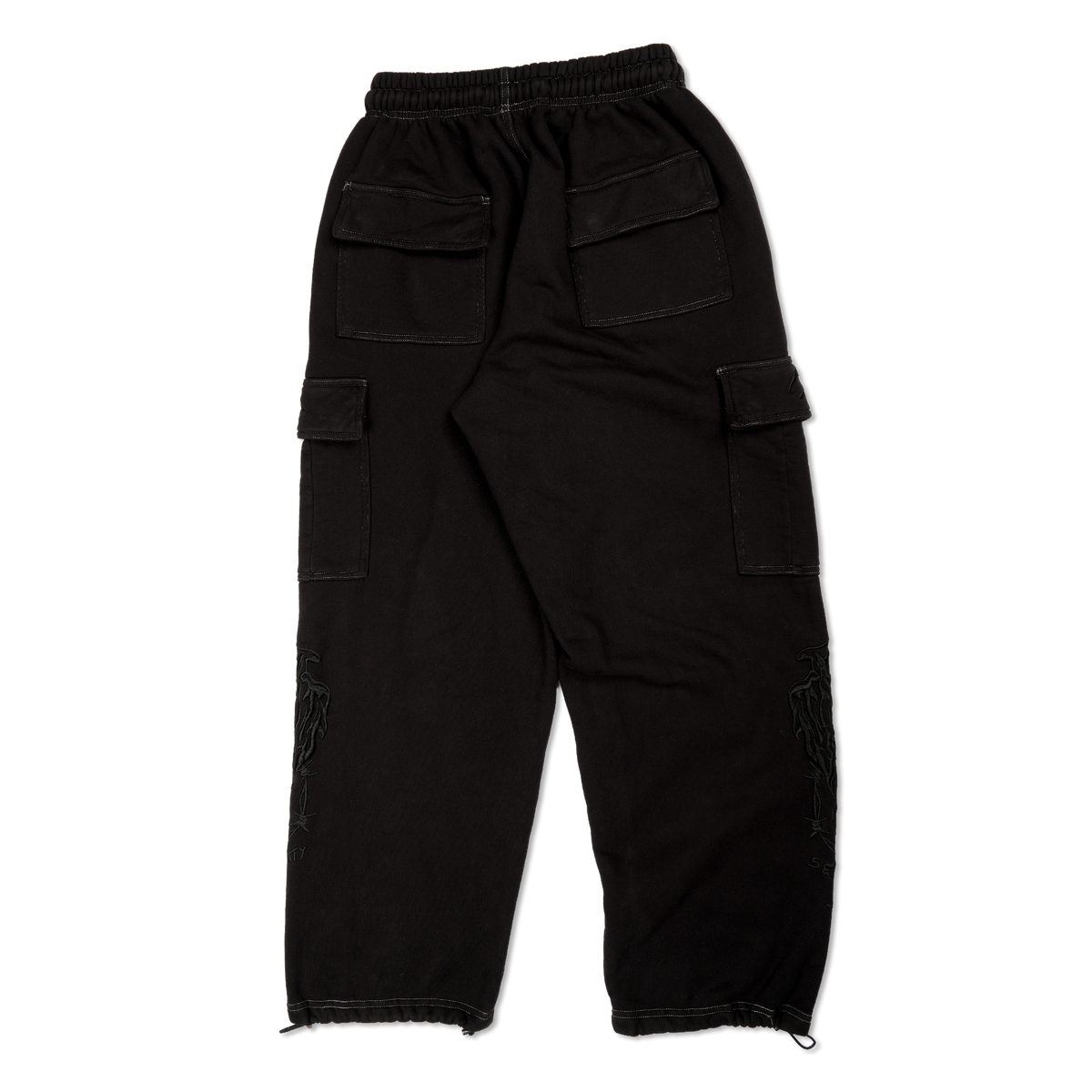 Overdyed Serenity Baggy Cargo Sweatpants - Black