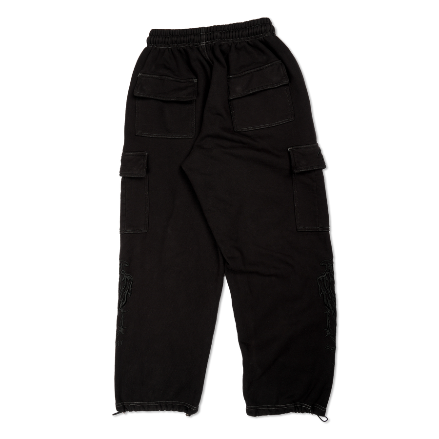 Overdyed Serenity Baggy Cargo Sweatpants - Black
