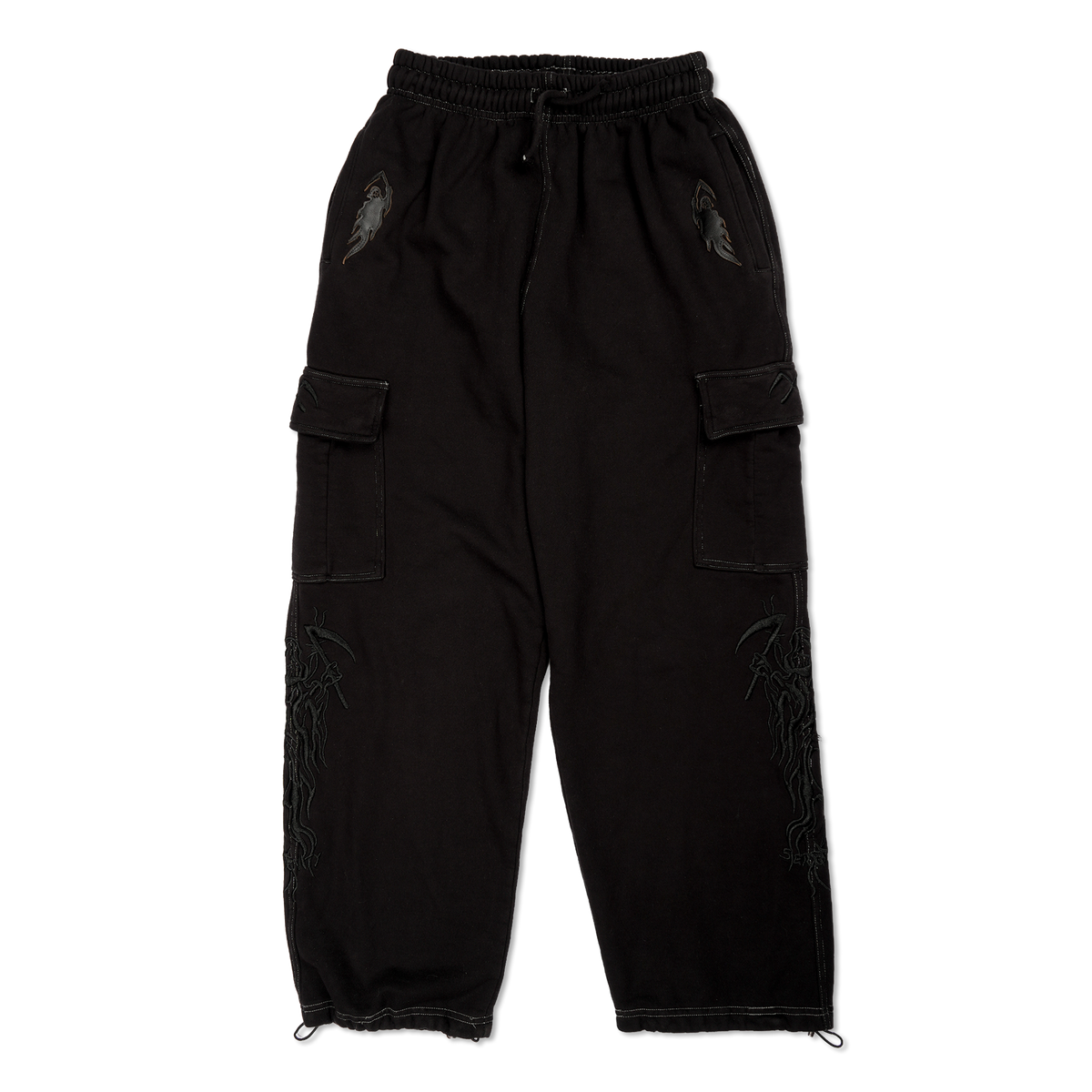 Overdyed Serenity Baggy Cargo Sweatpants - Black