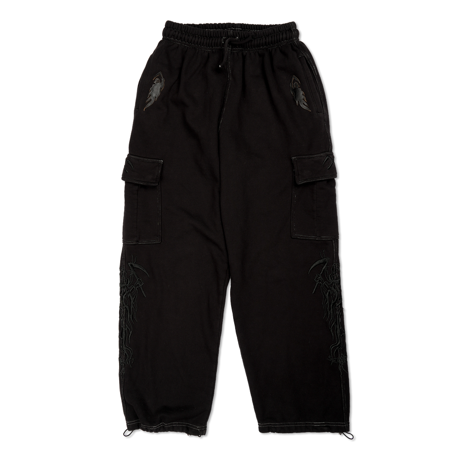 Overdyed Serenity Baggy Cargo Sweatpants - Black