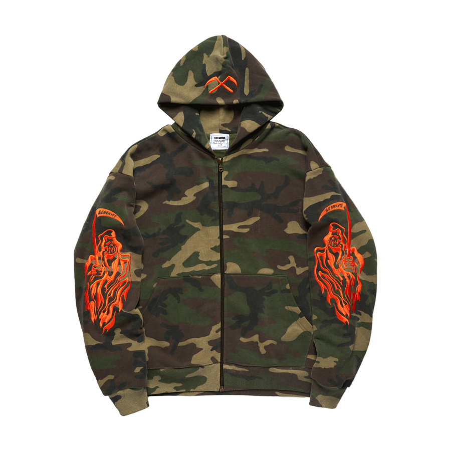 Serenity Reaper Thermal Lined Zip Up - Washed Woodland Camo