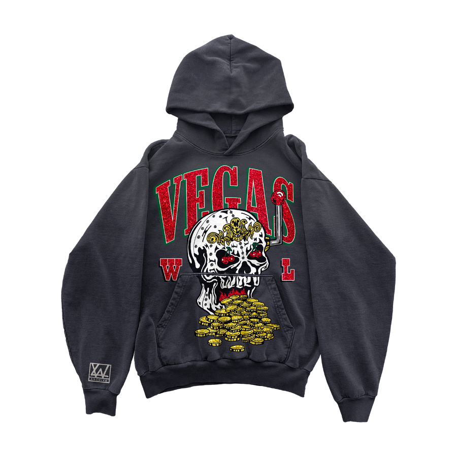 Skull Slot Bling Bling Hoodie - Vintage Black