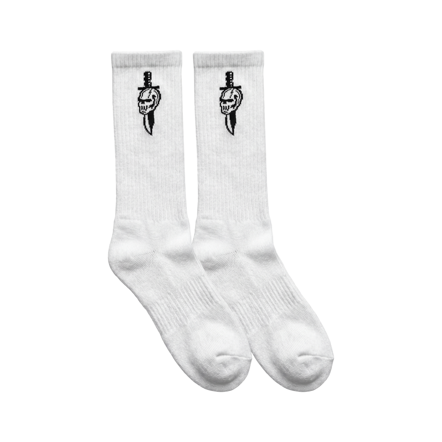 Skull and Knife Socks - White
