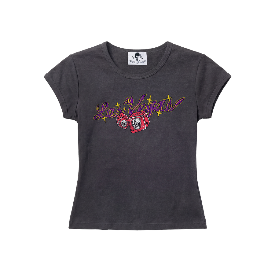Vegas Dice Script Baby Tee - Vintage Black