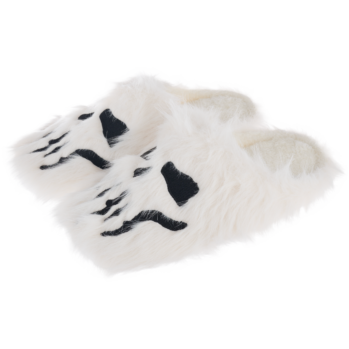 Furry Skull Slippers - White