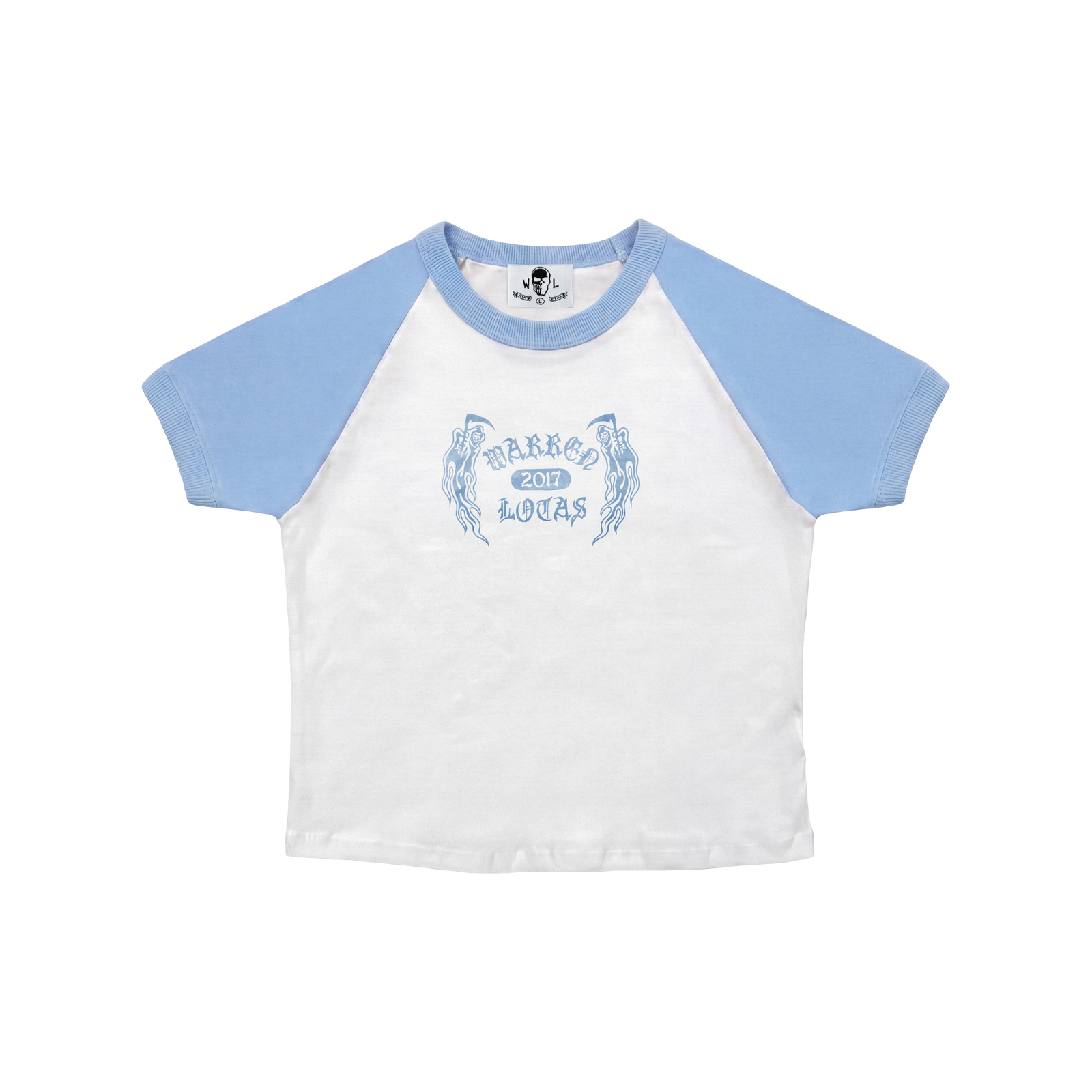 Wreath Reapers Baby Tee - White/Blue