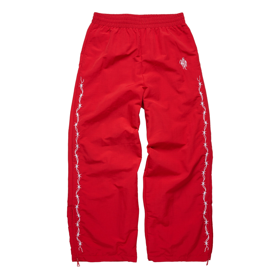 Barbed Wire Nylon Track Pants - Red - clean background