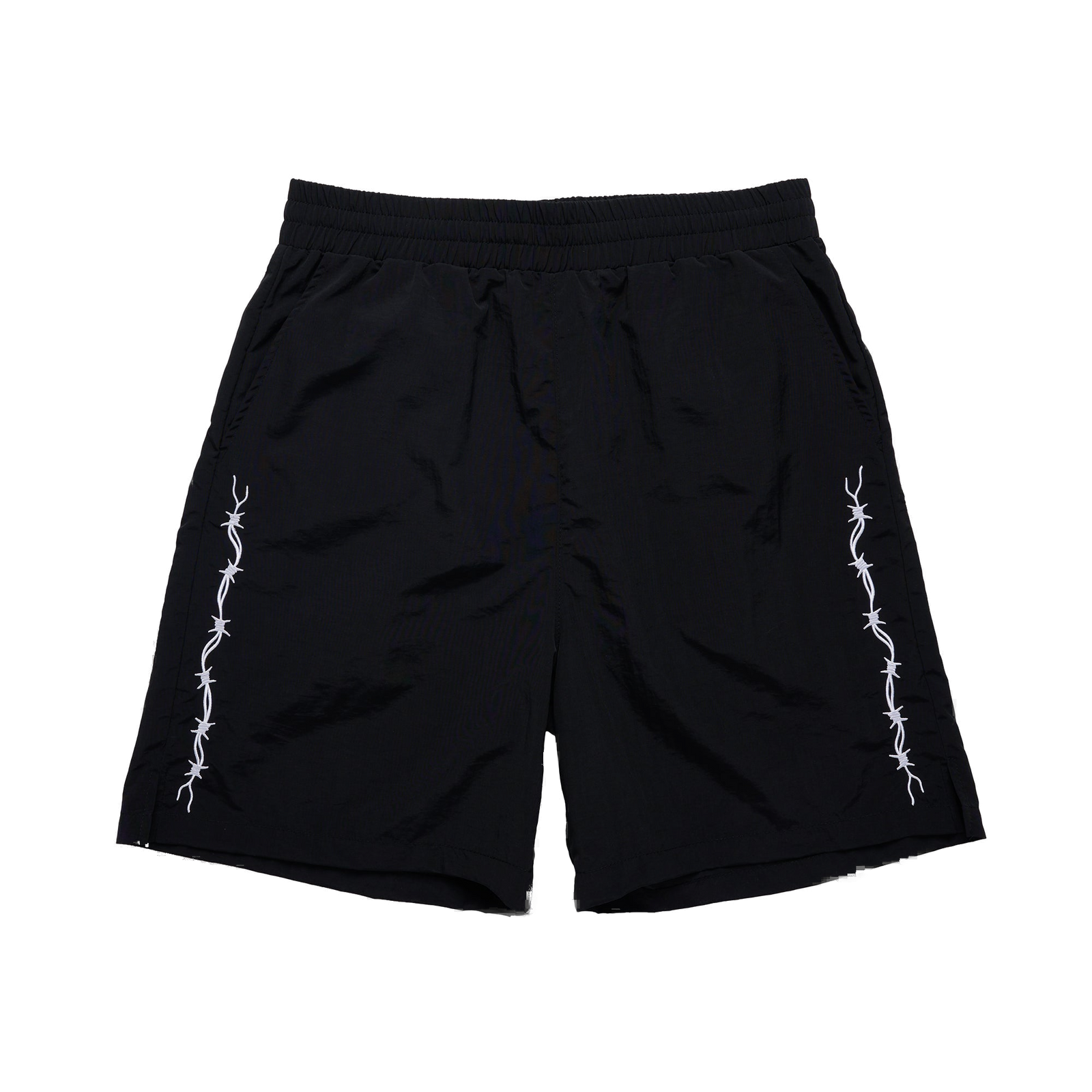 Barbed Wire Nylon Track Shorts - Black - clean background