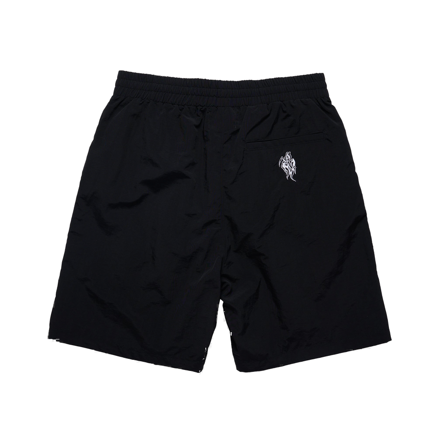 Barbed Wire Nylon Track Shorts - Black - clean background