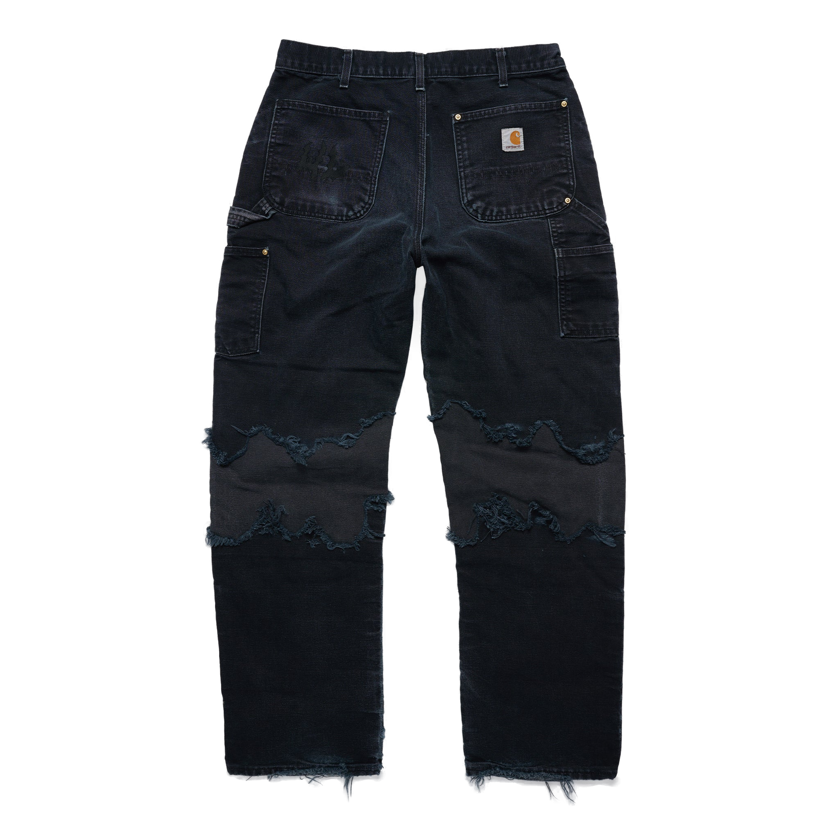 Barbed Wire Reconstructed Vintage Carhartt Double Knee Pants - Black - clean background